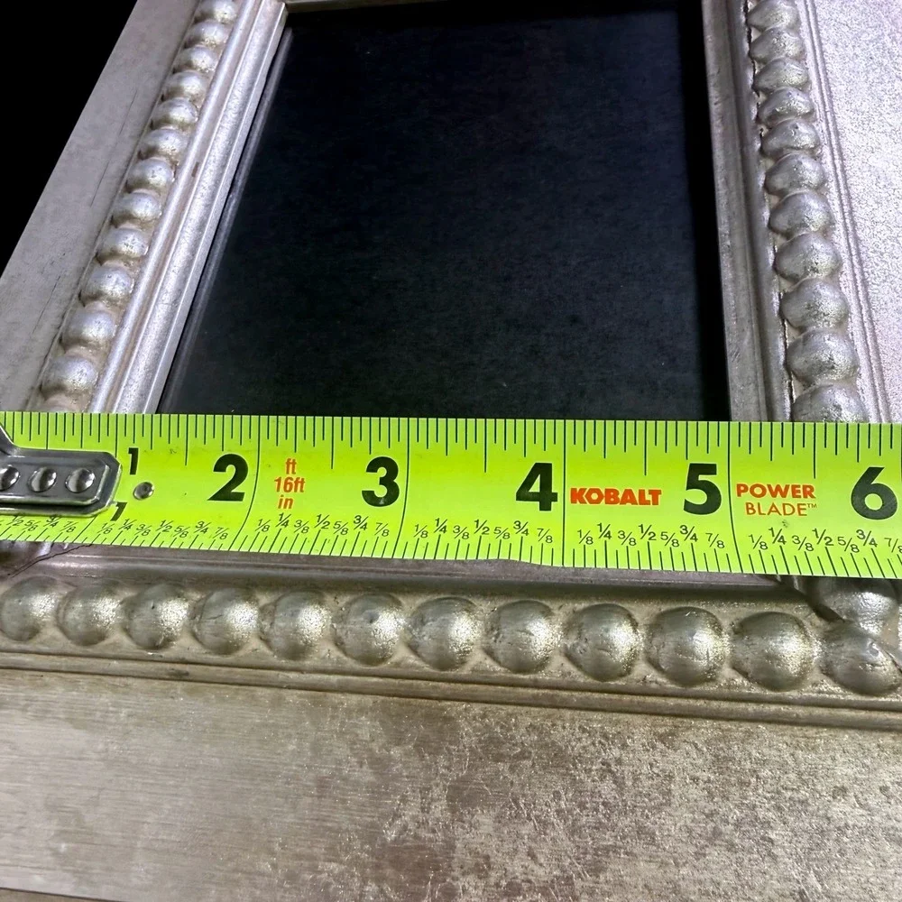 Set of 2 Champagne Silver Picture Frames Ornate Beaded 8x10 and 5x7 Decor